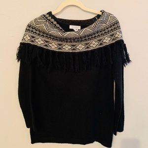 Dressbarn Fringed Cowl Neck Sweater Large